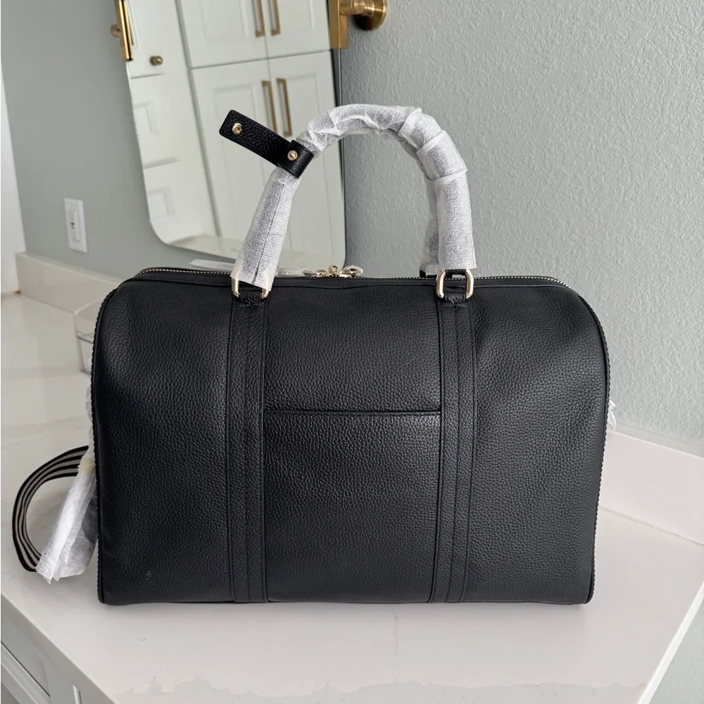 RARE NWT Henri Bendel Noho Overnight bag - black pebbled leather. - Picture 3 of 9